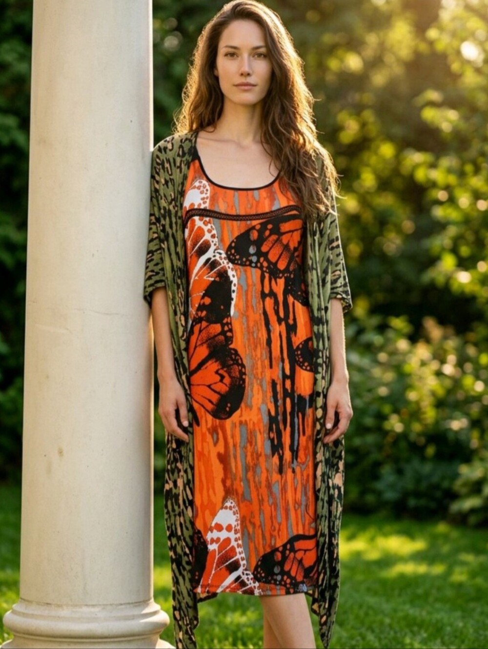 🧡🌿 OUTFIT Tango Mango Naturecore Monarch Butterfly Dress Matching Duster M/L